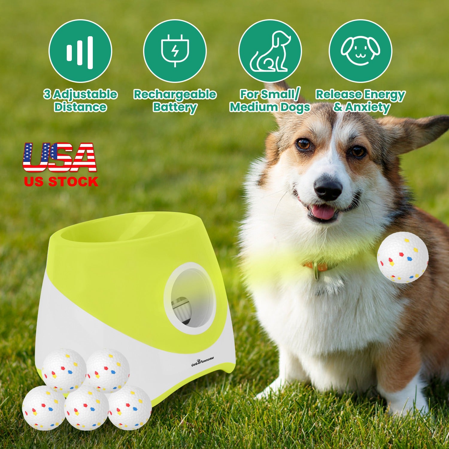 Automatic Dog Ball Launcher - Rechargeable Interactive Fetch Toy, 3 Distance Settings