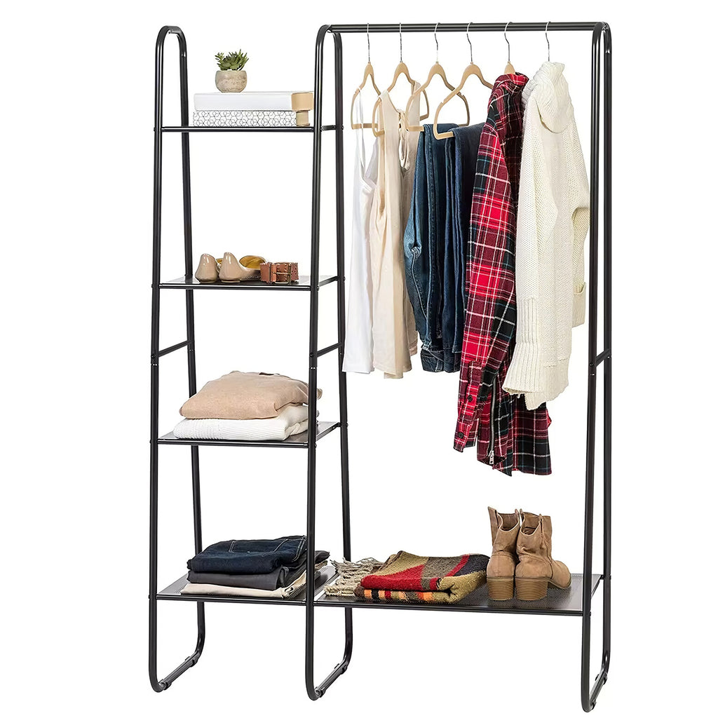 Metal Garment Rack with 5-Tier Shoe Shelf - Freestanding Closet Organizer