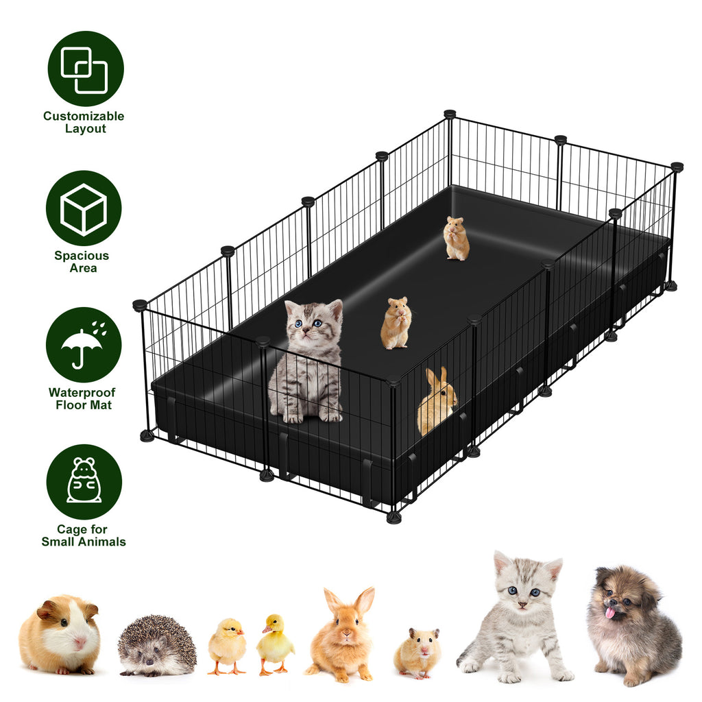 DIY Modular Small Animal Playpen - 20-Panel Metal Cage for Guinea Pigs, Rabbits, Hedgehogs