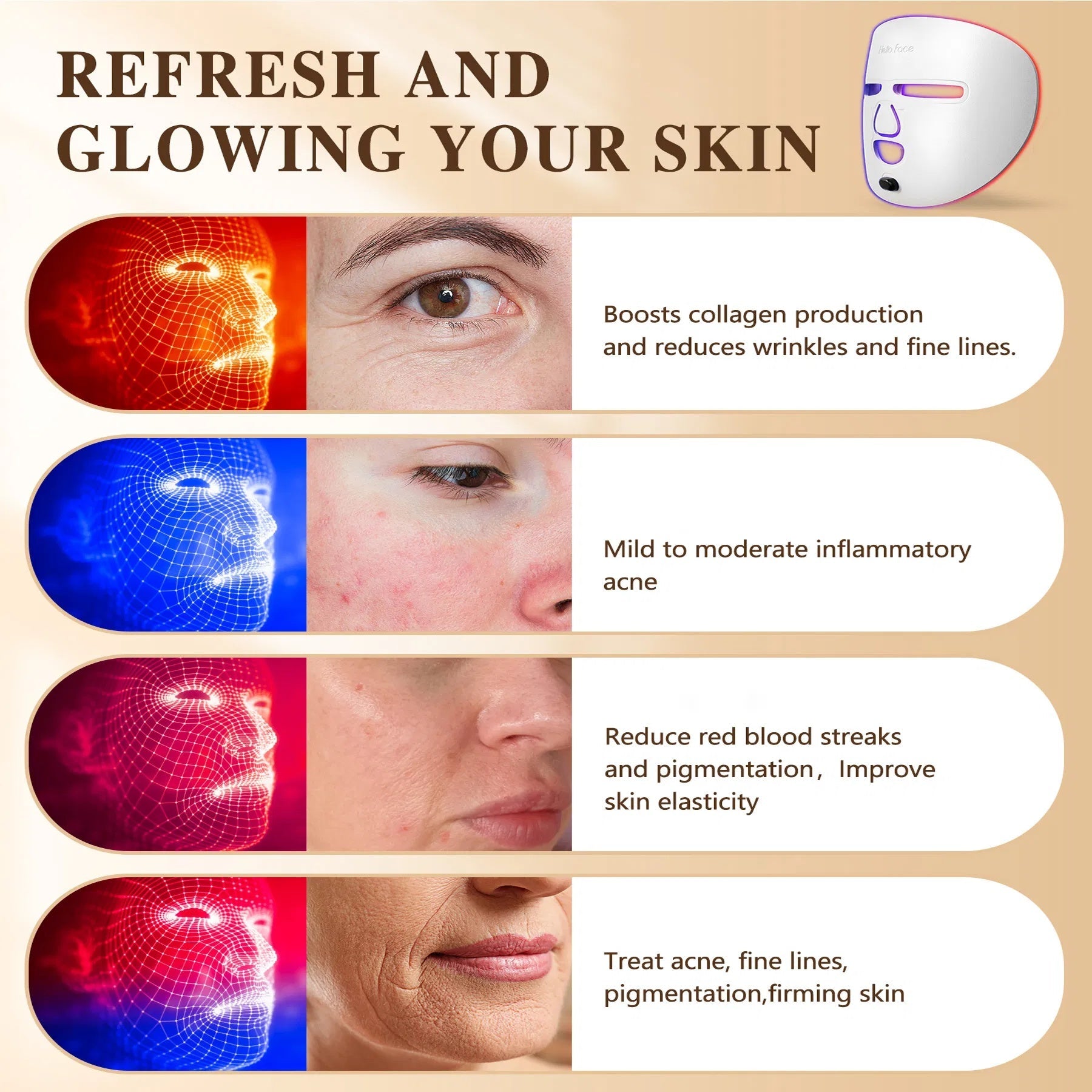 Aurelle GlowShield™ LED Light Therapy Face Mask