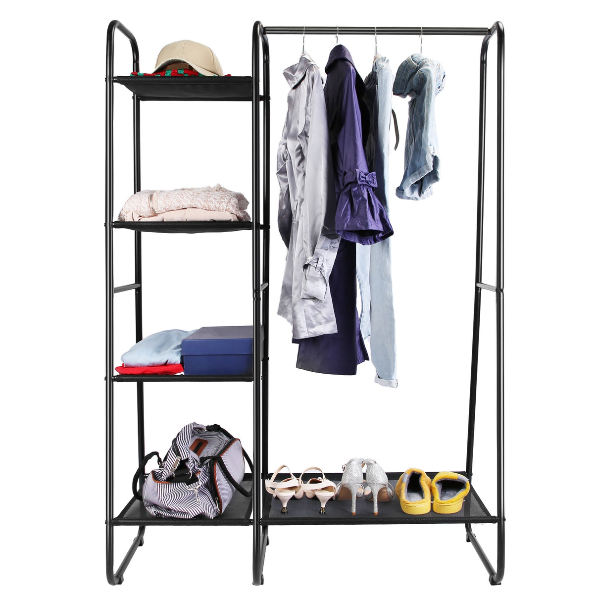 Metal Garment Rack with Shoe Shelf