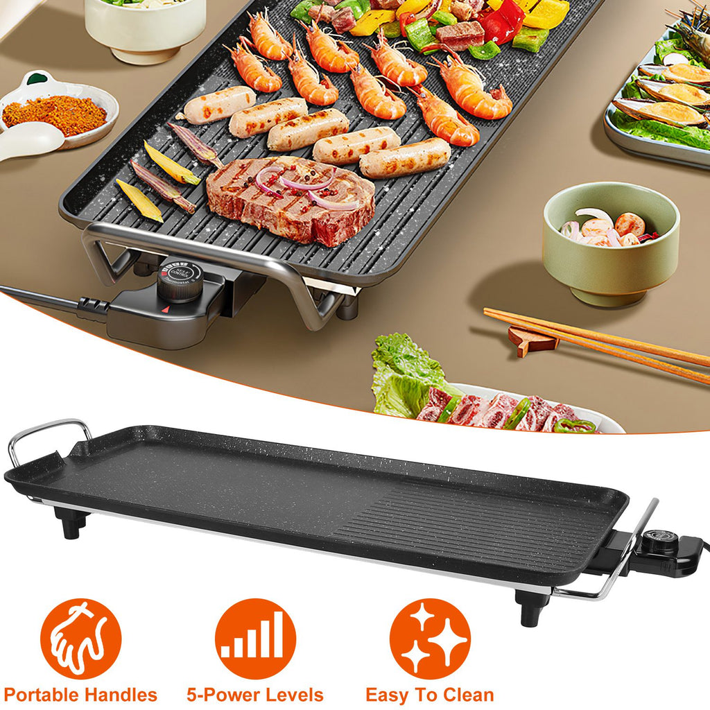 1500W Electric BBQ Griddle - Non-Stick Tabletop Grill for Indoor/Outdoor
