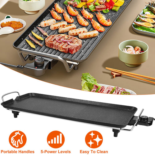 1500W Electric BBQ Griddle - Non-Stick Tabletop Grill for Indoor/Outdoor