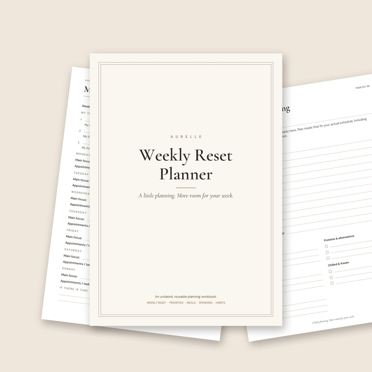 Aurelle Weekly Reset Planner | Printable PDF