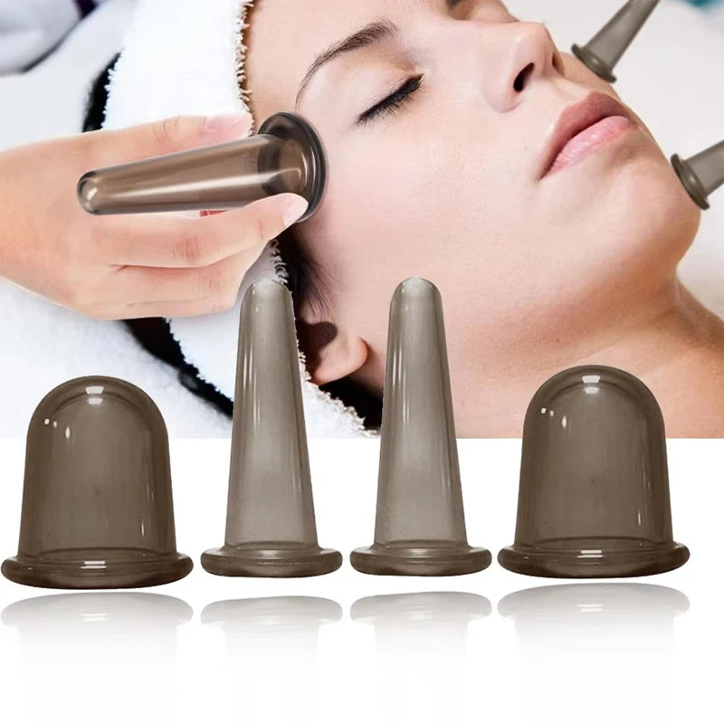 Silicone Cupping Massage Set - 4-Piece Muscle & Body Therapy Cups