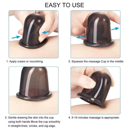 Silicone Cupping Massage Set - 4-Piece Muscle & Body Therapy Cups