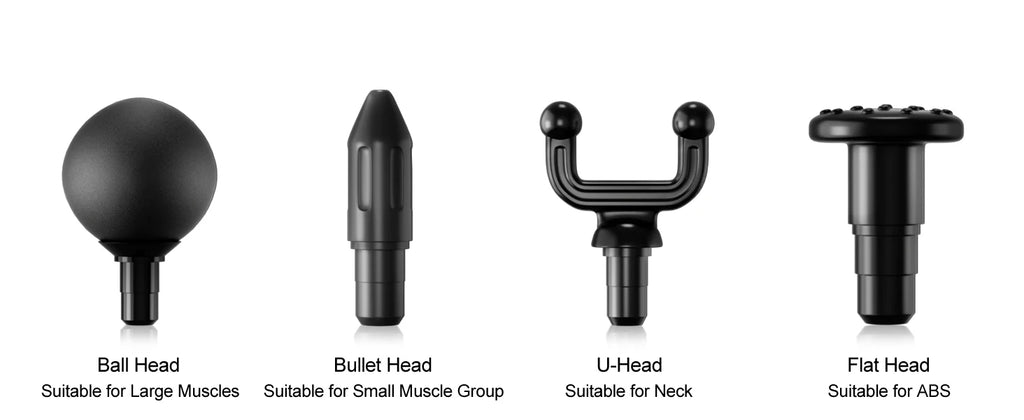 Mini Muscle Massage Gun – Silent Motor, 4 Interchangeable Heads