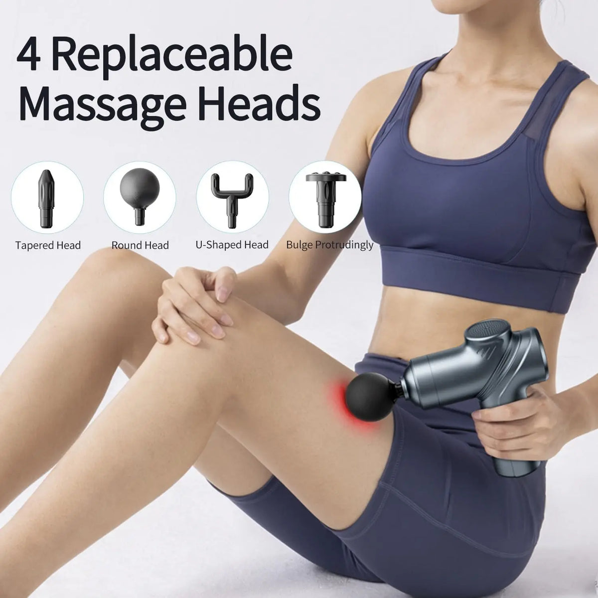 Mini Muscle Massage Gun – Silent Motor, 4 Interchangeable Heads