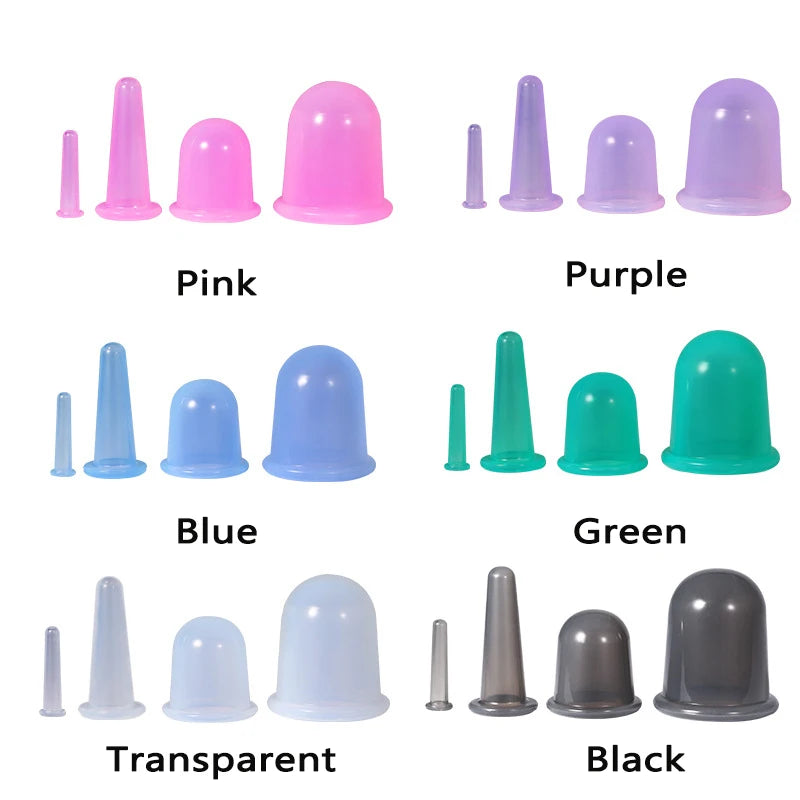 Silicone Cupping Massage Set - 4-Piece Muscle & Body Therapy Cups