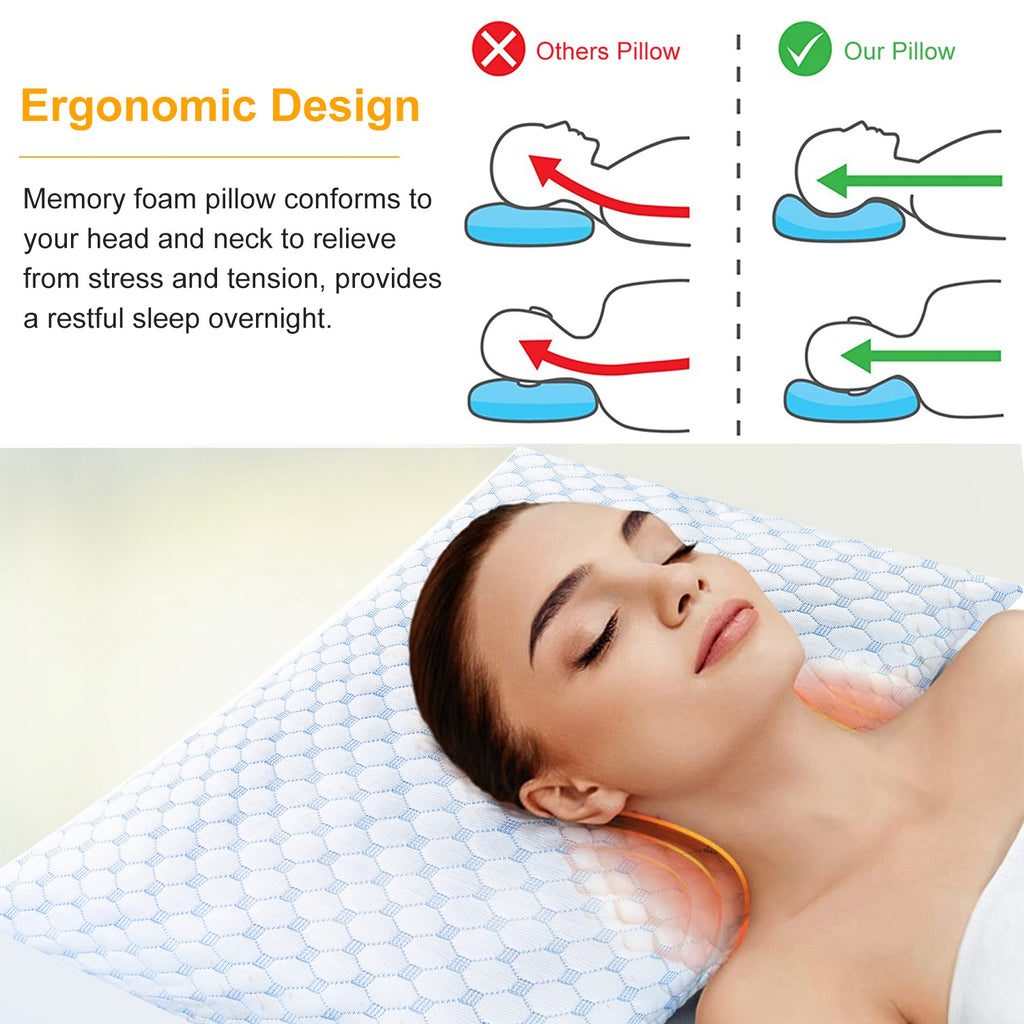 2-Pack Cooling Gel Memory Foam Pillows - King Size, Double-Sided, Adjustable