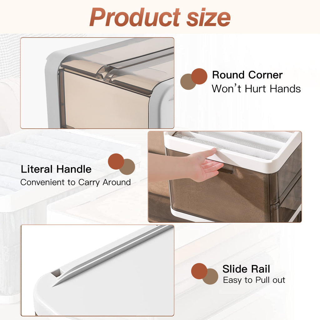 3-Pack Foldable Storage Bins with Lid & Handle - Stackable Closet Organizer