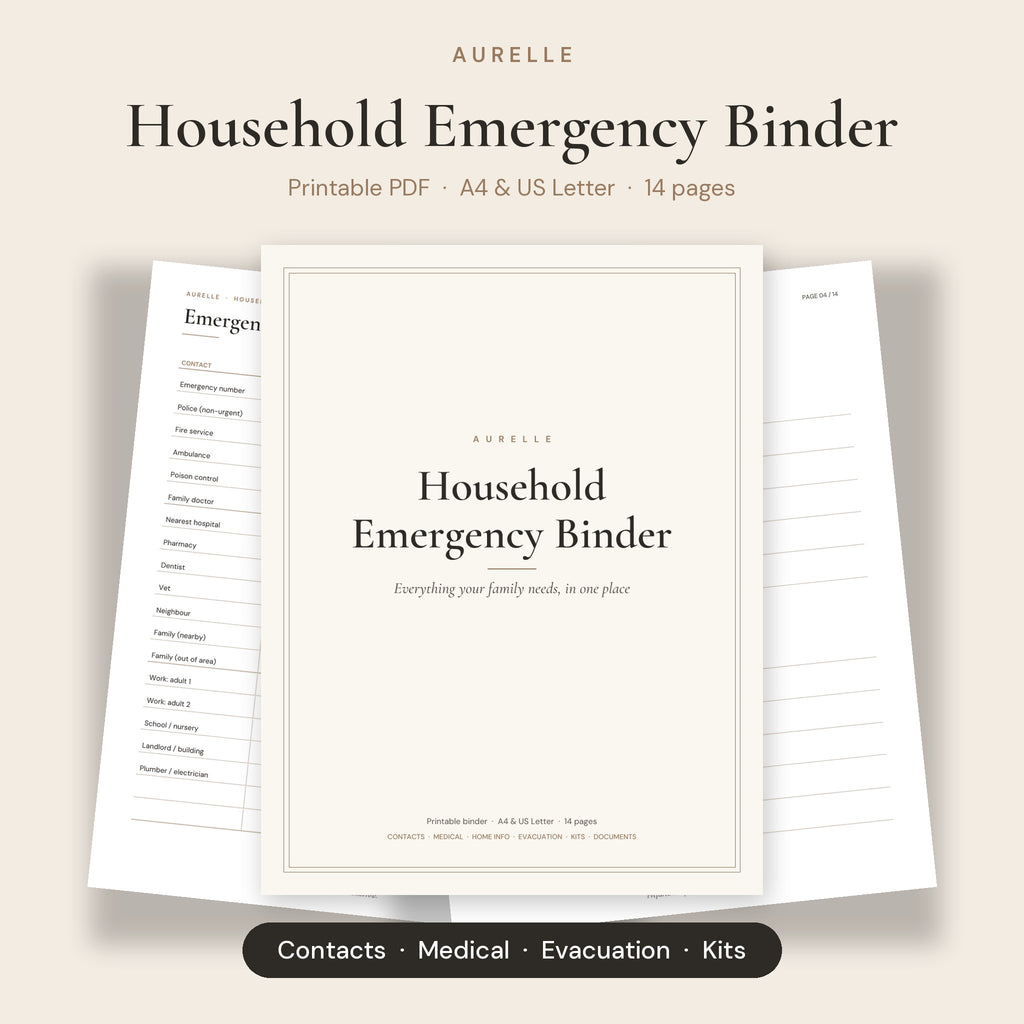 Aurelle Household Emergency Binder