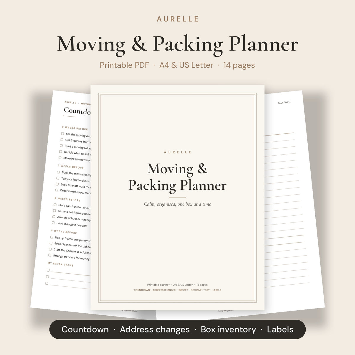 Aurelle Moving & Packing Planner
